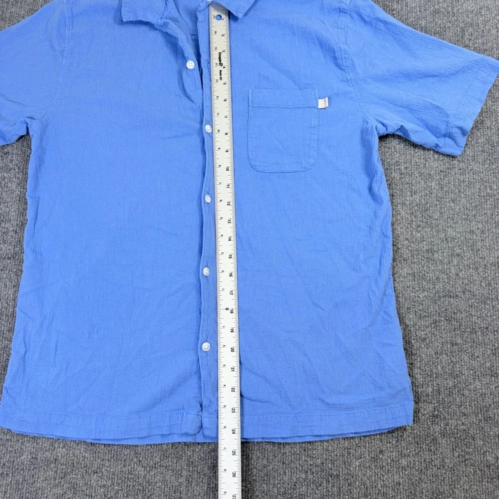 Standard Cloth Mens Small Blue Cotton Crinkle Short Sleeve Button Down Shirt